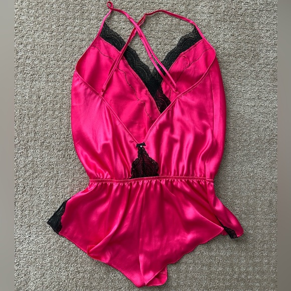 Victoria Secret Small silk teddy lingerie TWO aqua and pink - Picture 4 of 12